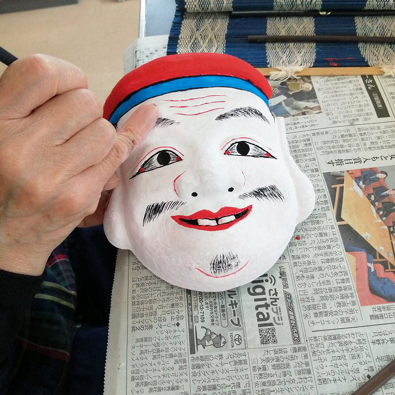 Ensemble de peinture de masques Kagura d'art populaire 大国主命 (Okuninushi no Mikoto)& 事代主命 (Kotoshironushi no Mikoto)