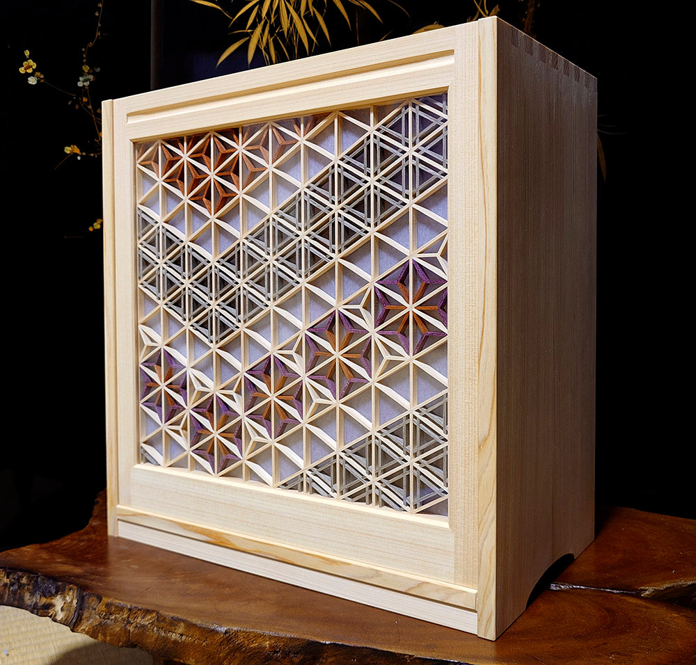 Matcha bowl display shelf with kumiko *V-shape*