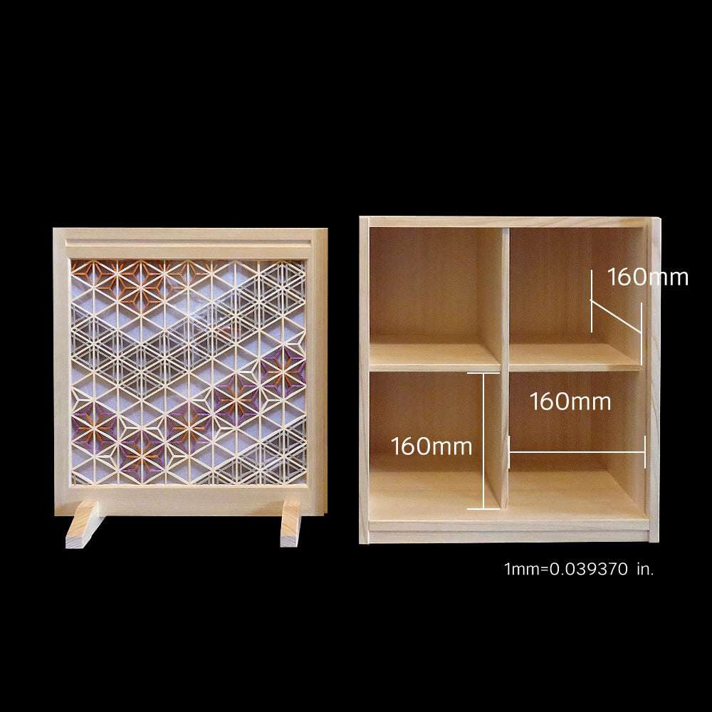 Matcha bowl display shelf with kumiko *Flower and Grass*