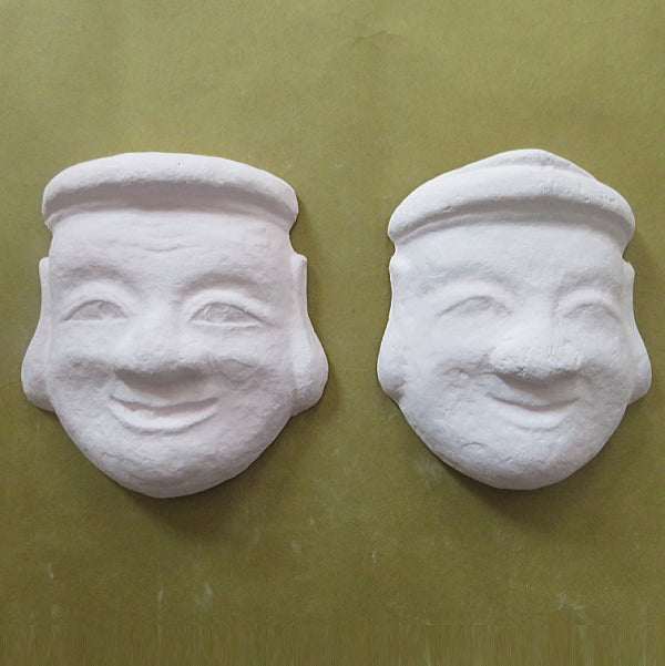 Ensemble de peinture de masques Kagura d'art populaire 大国主命 (Okuninushi no Mikoto)& 事代主命 (Kotoshironushi no Mikoto)