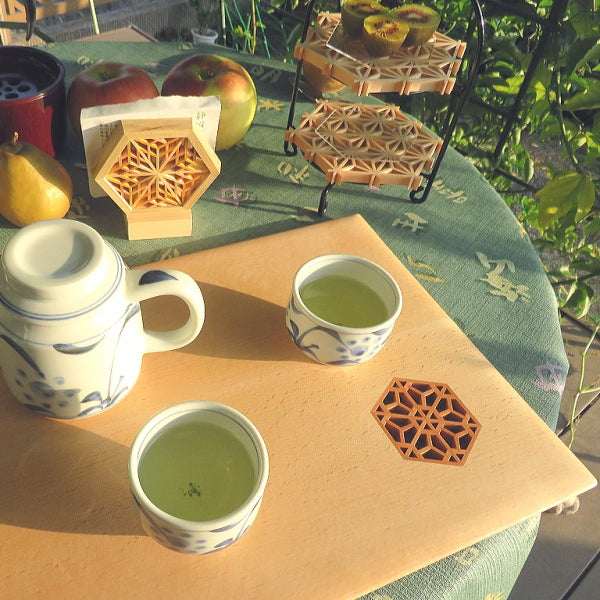 Kumiko craft "Hamaguriba" Thin board for flower vase/Flower stand/Beech/Tea ceremony utensils