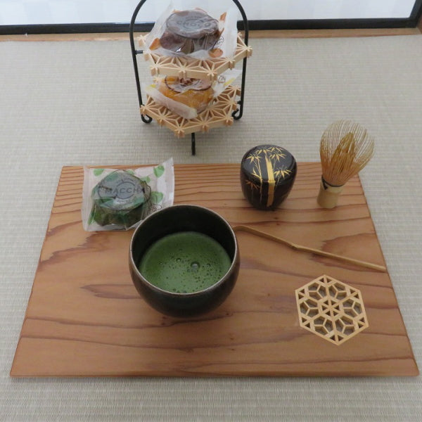 組子細工入り蛤端　薄板/花台/杉/茶道具