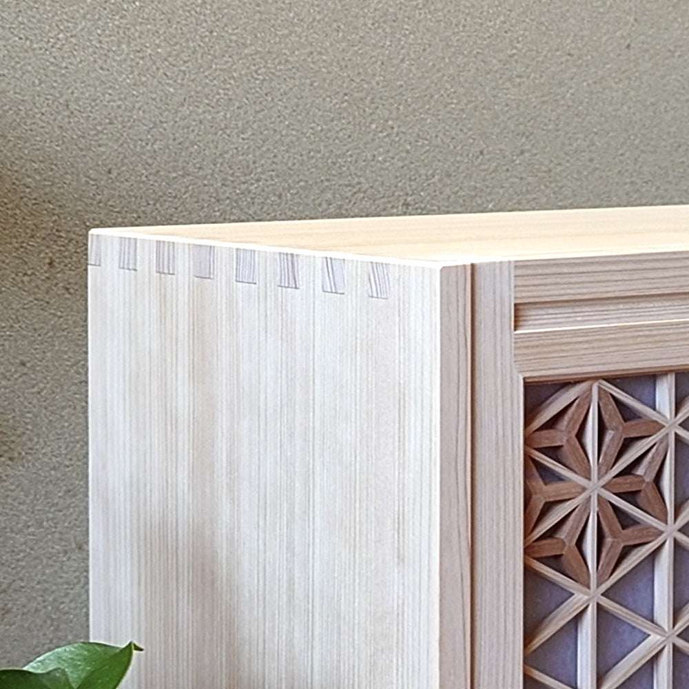 Matcha bowl display shelf made with kumiko　*Hexagon*