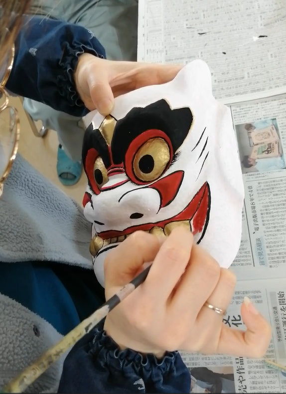 Folk art Kagura masks painting set  健御名方命 (Takeminakata no Mikoto)  Papier-mache mask/Handmade