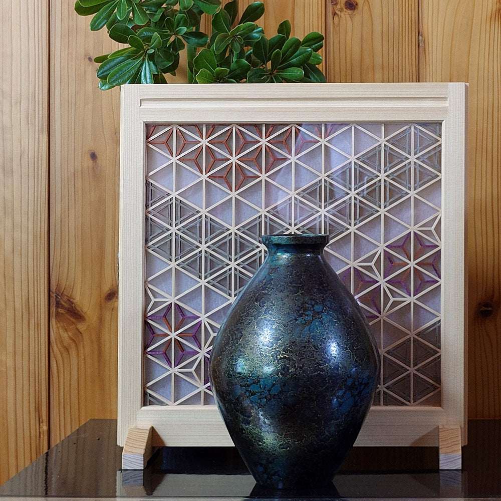 Matcha bowl display shelf with kumiko　*Flower and Grass*