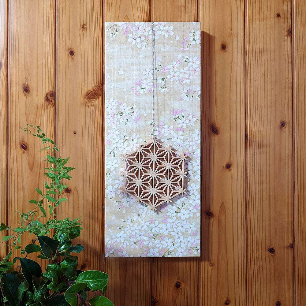 Kumiko and cherry blossom pattern wall decoration