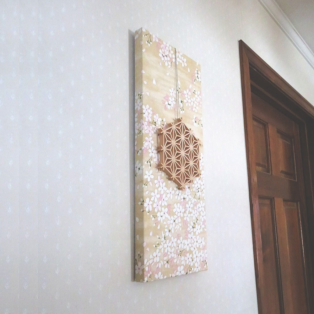 Kumiko and cherry blossom pattern wall decoration