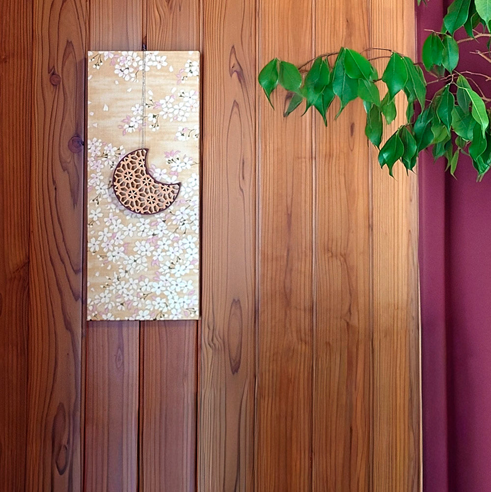 Kumiko and cherry blossom pattern wall decoration