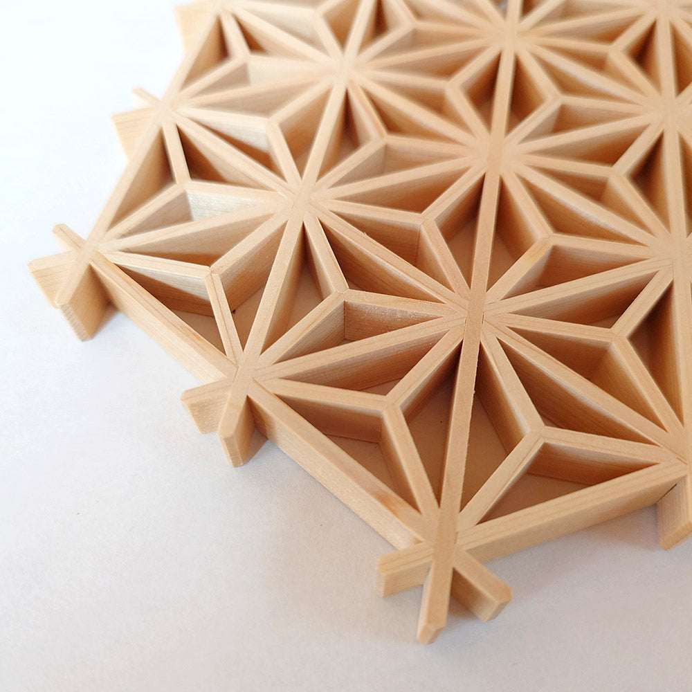 Kumiko and cherry blossom pattern wall decoration