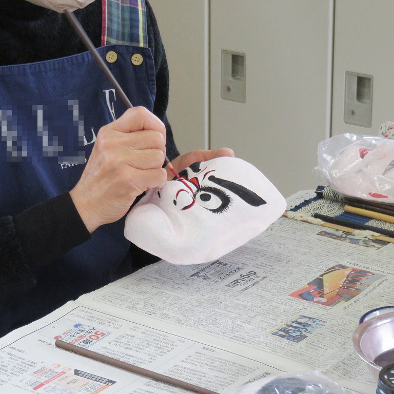 Folk art Kagura masks painting set 須佐之男命 (Susano ono Mikoto)& 奇稲田姫 (Kushi Inada Hime) Papier-mache mask/Handmade