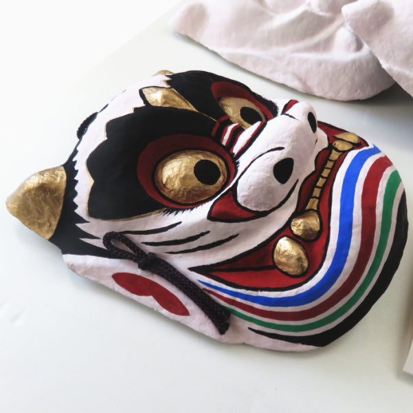 Folk art Kagura masks painting set  健御名方命 (Takeminakata no Mikoto)  Papier-mache mask/Handmade