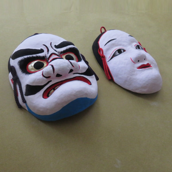 Ensemble de peinture de masques d'art populaire Kagura 須佐之男命 (Susano ono Mikoto)&amp; 奇稲田姫 (Kushi Inada Hime)